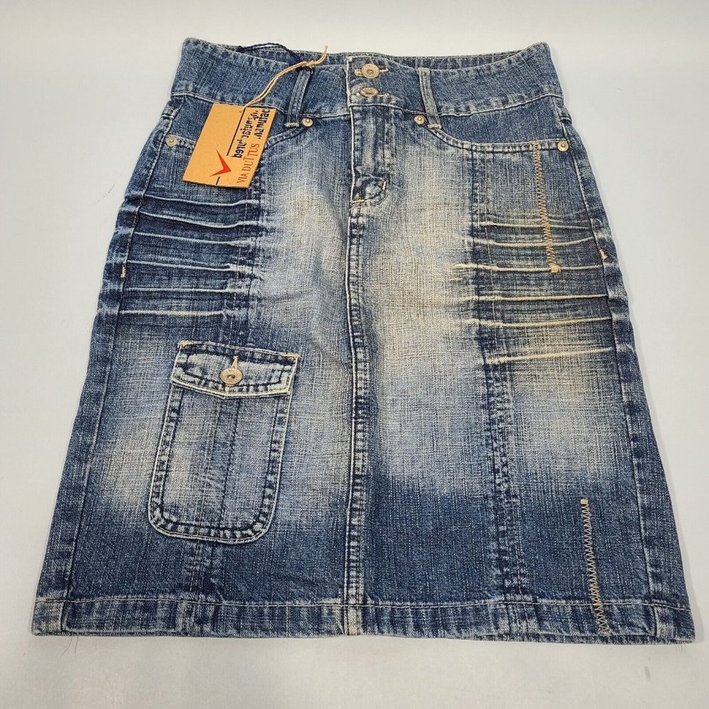 VIA DUTTUS 20" Brazilian Denim Blue Jean Skirt Womens Size 0 NWT